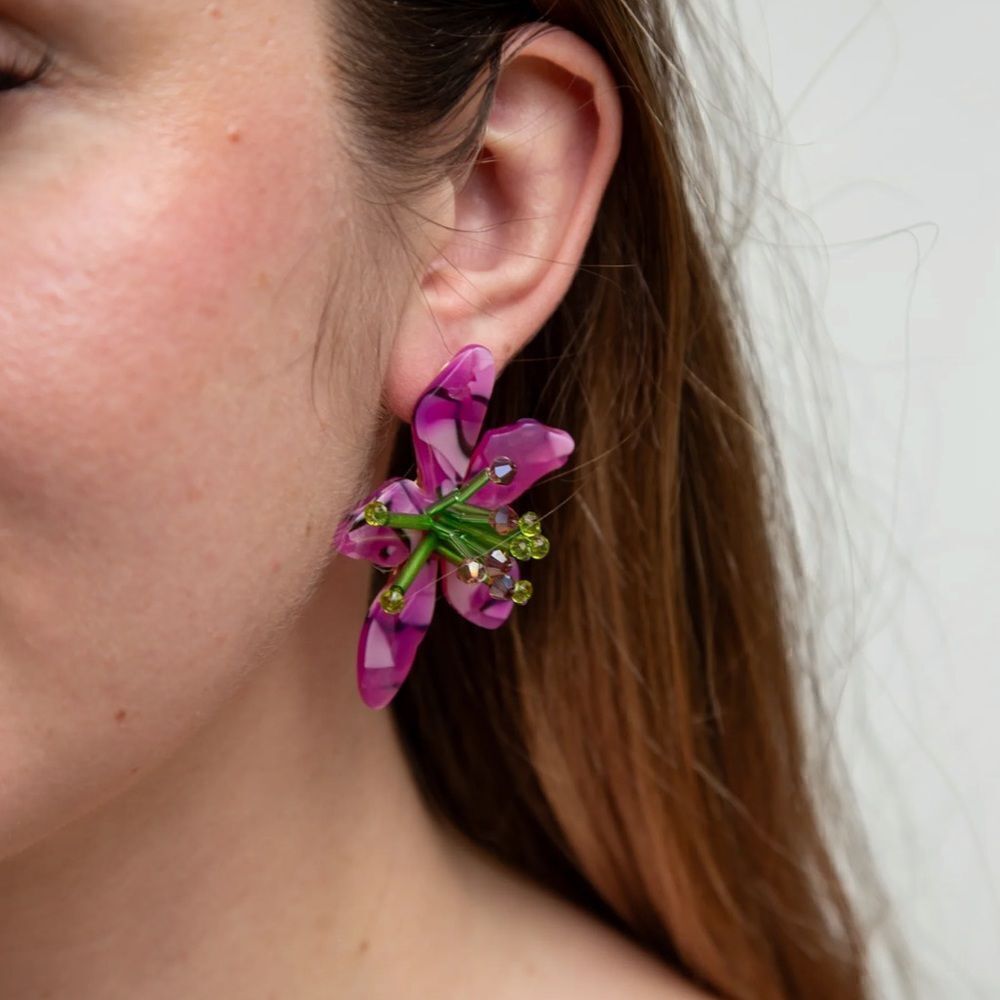 Purple Flower earrings N417